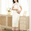 Ivory Vintage Ruyi Embroidery | Modern one-Pieces Qipao Dress（玉茗） - Thumbnail Image 9