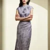 Taro Purple|Modern one-Pieces Qipao Dress（钰竹） - Thumbnail Image 3