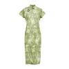 Tender Green Embroidered Lily Orchid | Modern one-Pieces Qipao Dress (杳卿) - Thumbnail Image 3