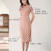 Apricot Geometric Diamond Pattern| Modern one-Pieces Qipao Dress（方仪） - Thumbnail Image 2