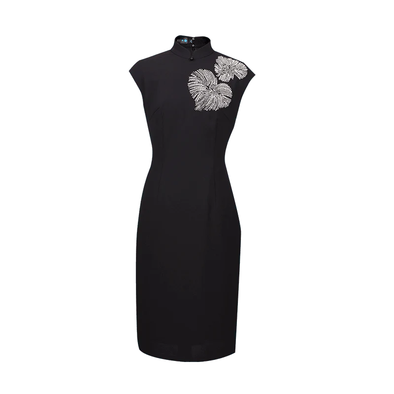 Black Haute couture beadwork| Modern one-Pieces Qipao Dress（香薷） - Image 3