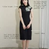 Black Haute couture beadwork| Modern one-Pieces Qipao Dress（香薷） - Thumbnail Image 2