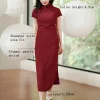 Haute Couture Red Acetate Fabric| Modern one-Pieces Qipao Dress（妗鸿） - Thumbnail Image 2