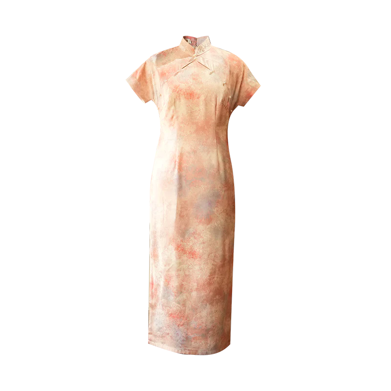Pink Water Nymph Jinling Satin Embroidery | Modern one-Pieces Qipao Dress(浅椿) - Image 11