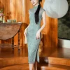 Celestial Aurora Blue Premium Lace | Modern one-Pieces Qipao Dress (雅瓷) - Thumbnail Image 6