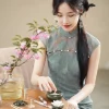 Celestial Aurora Blue Premium Lace | Modern one-Pieces Qipao Dress (雅瓷) - Thumbnail Image 5