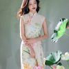 Colorful Lotus Flower Cotton and Linen Embroidery|Modern one-Pieces Qipao Dress(菡裳) - Thumbnail Image 11