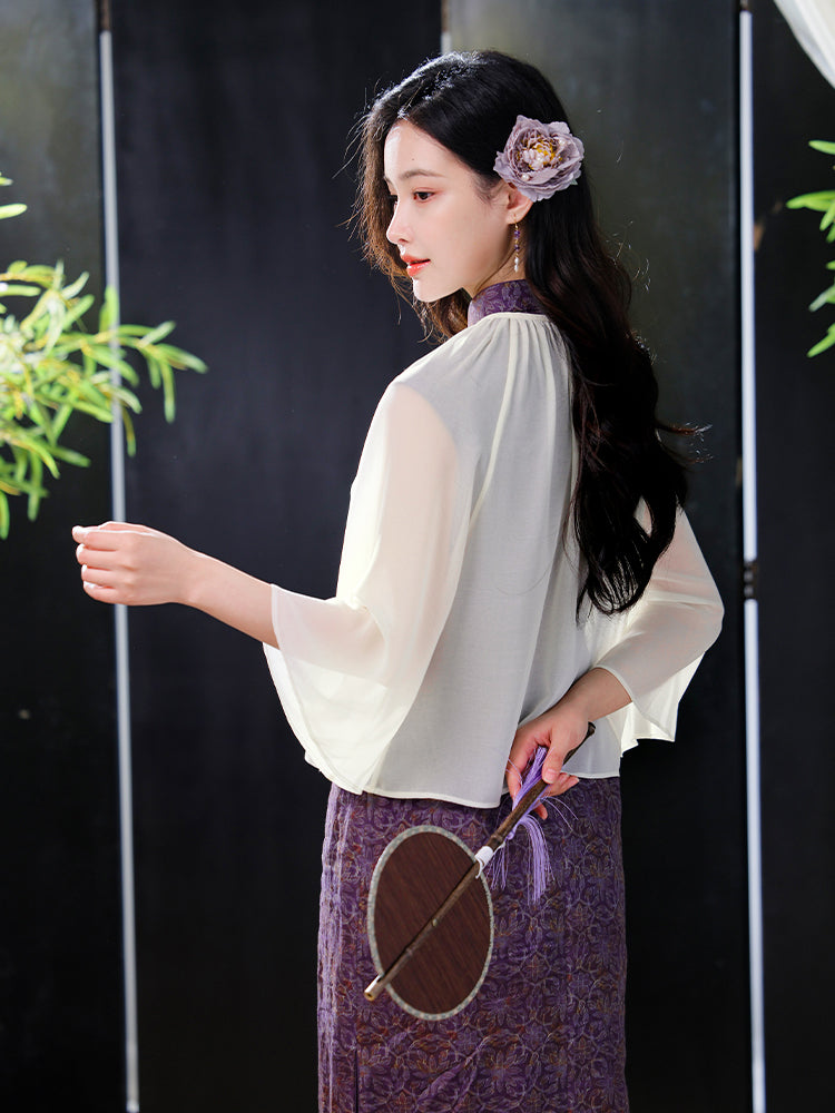 Transparent white|Butterfly Embroidery cardigan(淑蝶) - Image 11