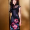 Black Ground with Floral Motifs | Modern one-Pieces Qipao Dress(晚俪) - Thumbnail Image 10