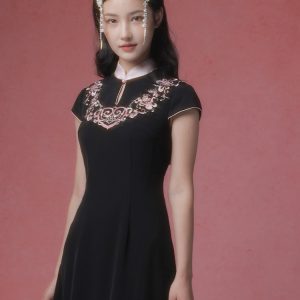 Sumi Black Artisan Embroidery | Neo-Chinese Dress(如苑)