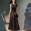 Ink Wash Black Cool-to-Touch Drape | Layered Pleats Xiangyunsha Skirt (夜阑) - Thumbnail Image 1