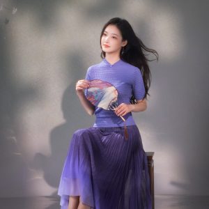 violets|Short Sleeve Qipao Top(罗芙)