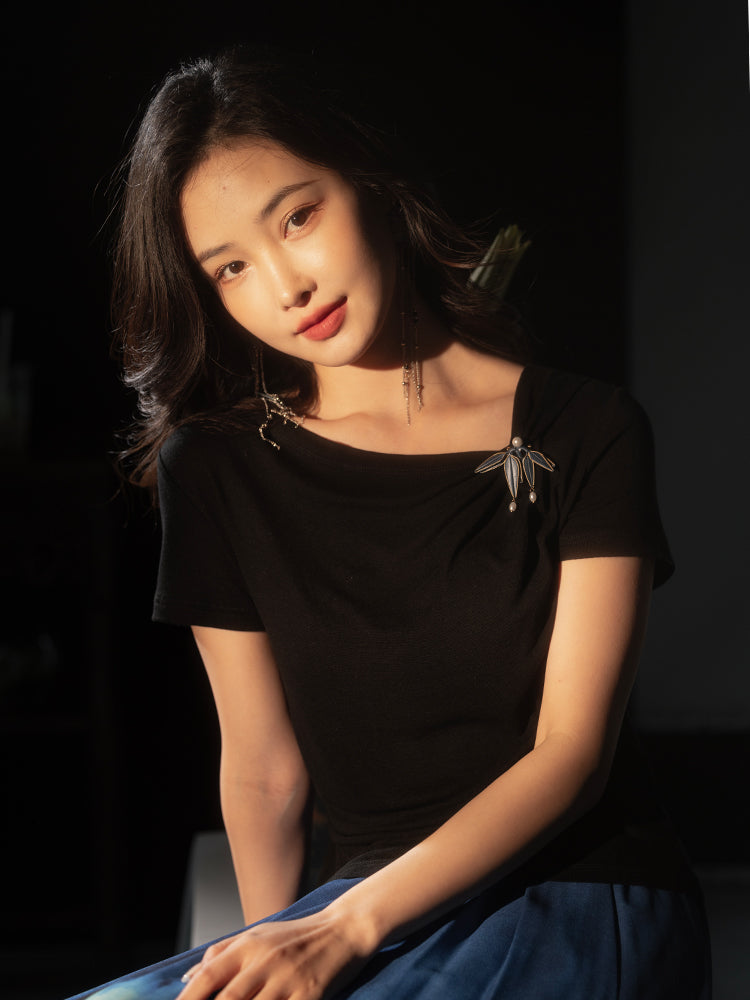 Ink and black| Modern one-Pieces Qipao blouse(昭隐) - Image 1