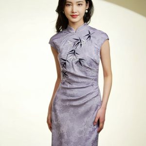Taro Purple|Modern one-Pieces Qipao Dress(钰竹)