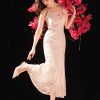 Peach-Tinted Camellia Embroidery | Slip Mermaid Gown(妤婉) - Thumbnail Image 1