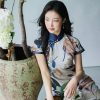 Floral Linen-Textured Chiffon | Modern one-Pieces Qipao Dress (梦虞) - Thumbnail Image 8
