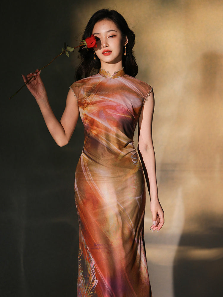 swoosh of sunset|Modern one-Pieces Qipao Dress(鎏光) - Image 2