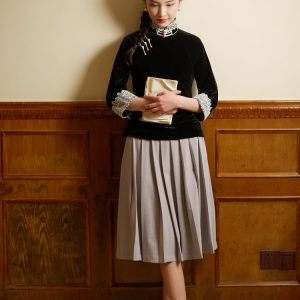 Vintage-Inspired Republic Era Schoolgirl Dress  | Velvet Cheongsam Top(徽茵)