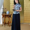 blue and white porcelain|Modern one-Pieces Qipao top(灀蓝) - Thumbnail Image 4