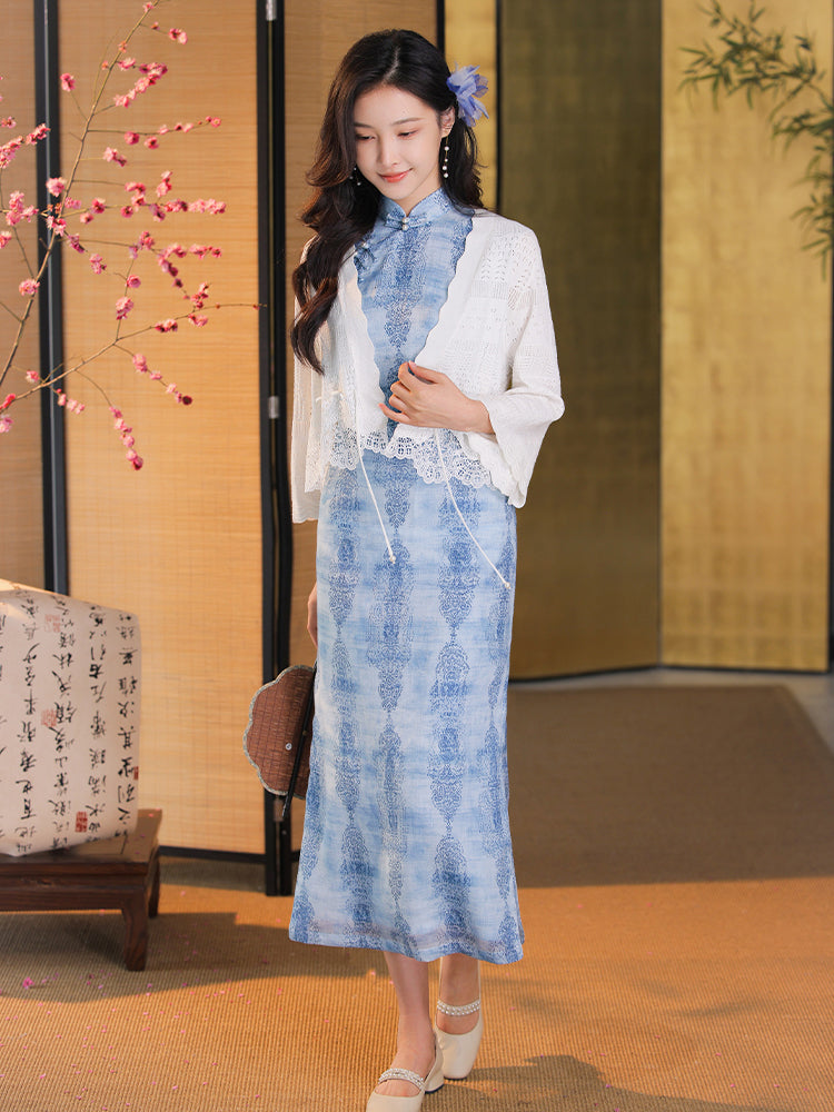 Milky White Knit Lace| Elegant Cardigan Wrap (思汀) - Image 4