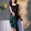 Flower color on black background|pleated Qipao a sleeveless garment(云笺) - Thumbnail Image 8