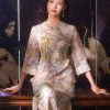 Apricot-White Relaxed Fit| Modern one-Pieces Qipao Dress(鞠依) - Thumbnail Image 8