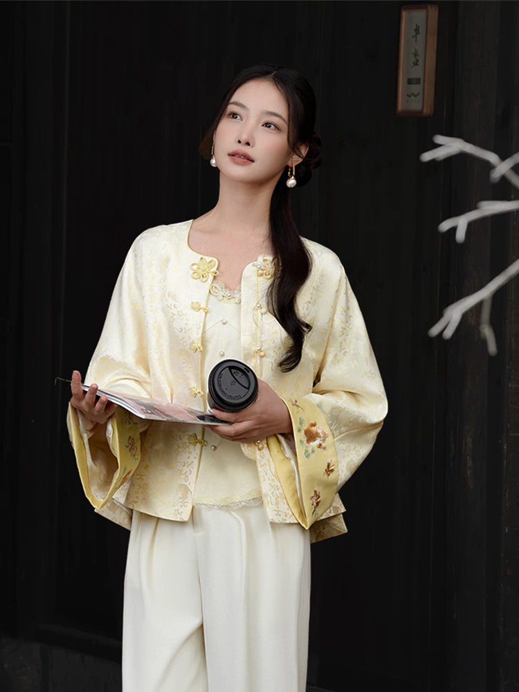 Vintage-Inspired Republic Era Schoolgirl Dress  | Velvet Cheongsam Top(琳悦) - Image 2