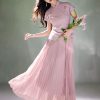 Light and airy simulated silk pleated half-skirt(翩羽) - Thumbnail Image 2