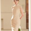 Apricot Stretch Lace | Modern one-Pieces Qipao Dress (金樱) - Thumbnail Image 2