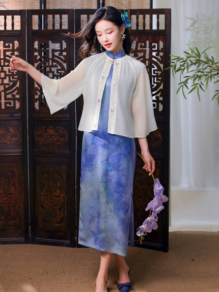 Transparent white|Butterfly Embroidery cardigan(淑蝶) - Image 2