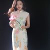 Colorful Lotus Flower Cotton and Linen Embroidery|Modern one-Pieces Qipao Dress(菡裳) - Thumbnail Image 2