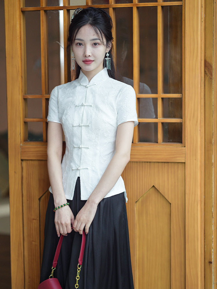 ink and black|Modern one-Pieces Chinese style shirt(月吟) - Image 4