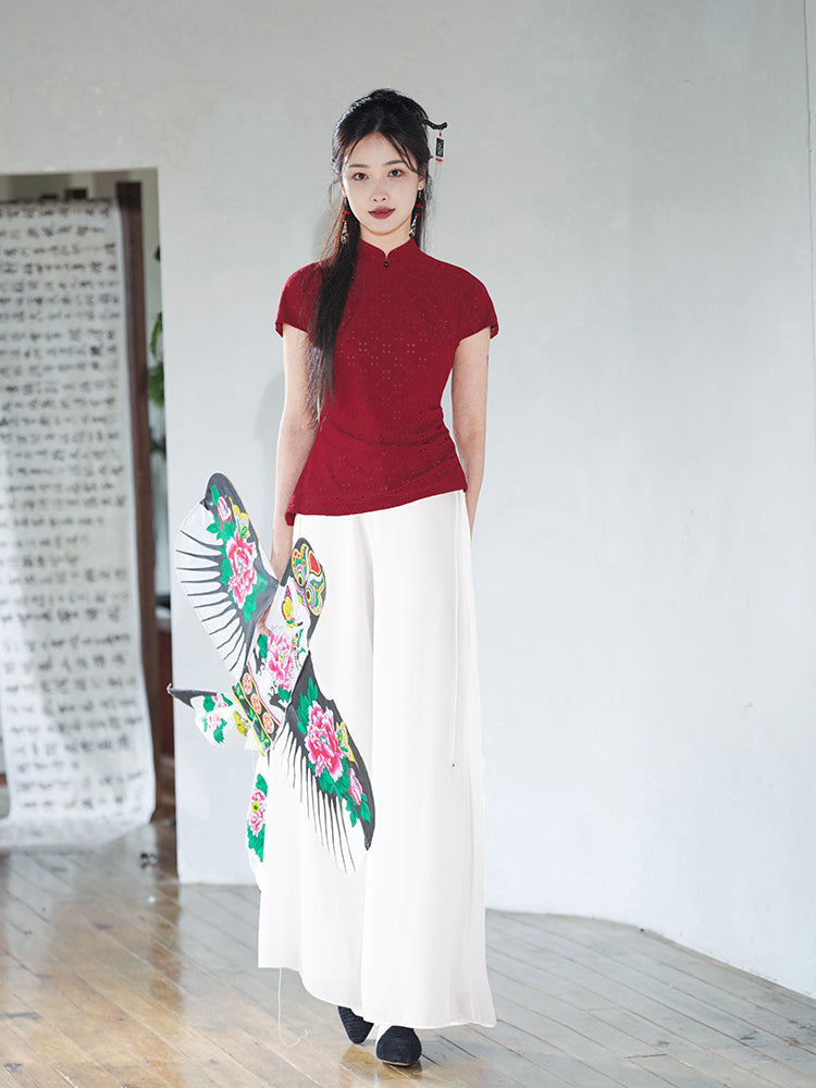 Sheer White| Wide-Leg Trousers(书裳) - Image 4
