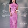 Pink Satin Jacquard Fabric with Silk Finish| Modern one-Pieces Qipao Dress(梅闵) - Thumbnail Image 2