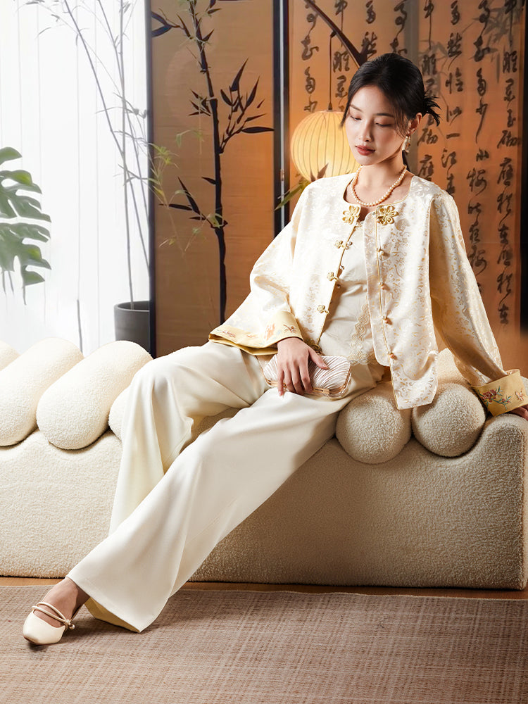 Vintage-Inspired Republic Era Schoolgirl Dress  | Velvet Cheongsam Top(琳悦) - Image 3