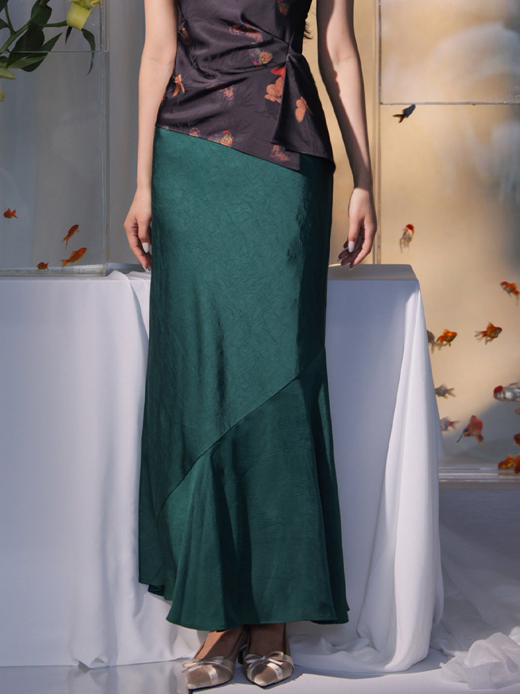 pine green| Cropped Fishtail Skirt(春渐) - Image 4