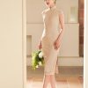 Apricot Stretch Lace | Modern one-Pieces Qipao Dress (金樱) - Thumbnail Image 3