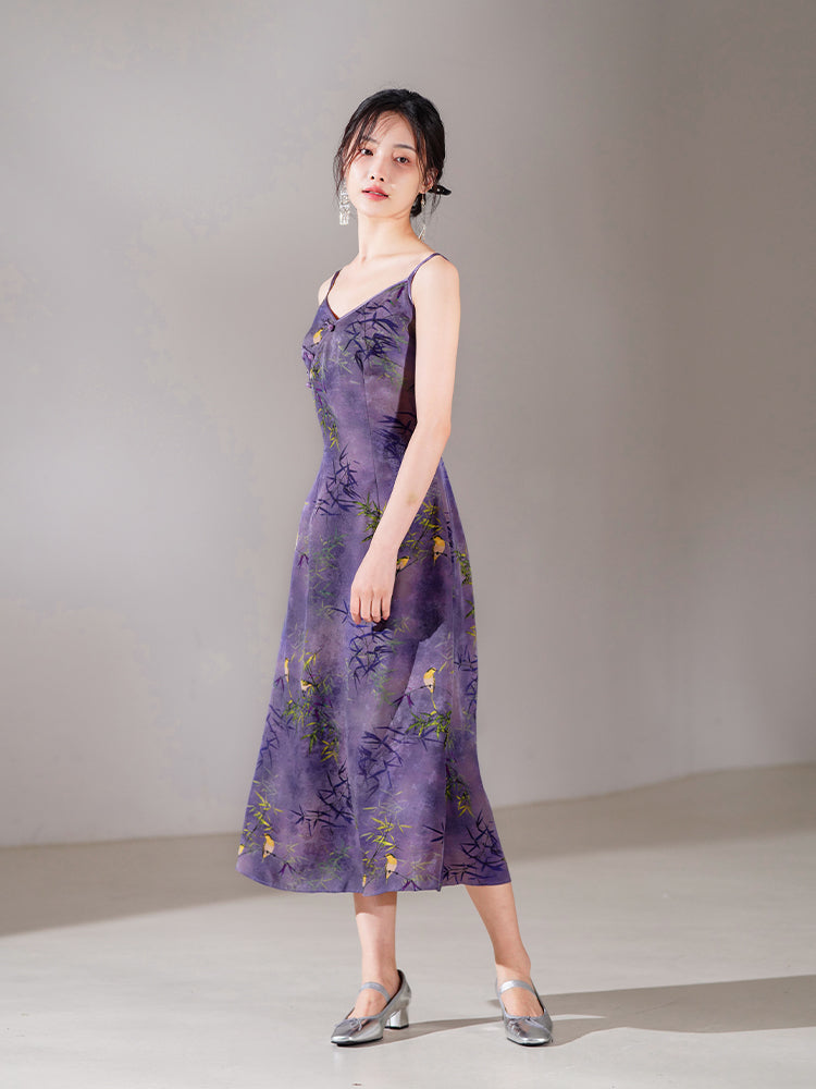 Lilac purple|Modern one-Pieces spaghetti strap dress(馨竹) - Image 5
