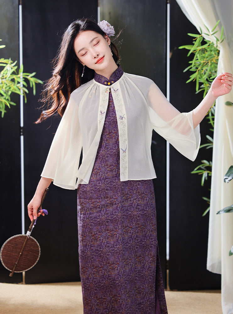 Transparent white|Butterfly Embroidery cardigan(淑蝶) - Image 5