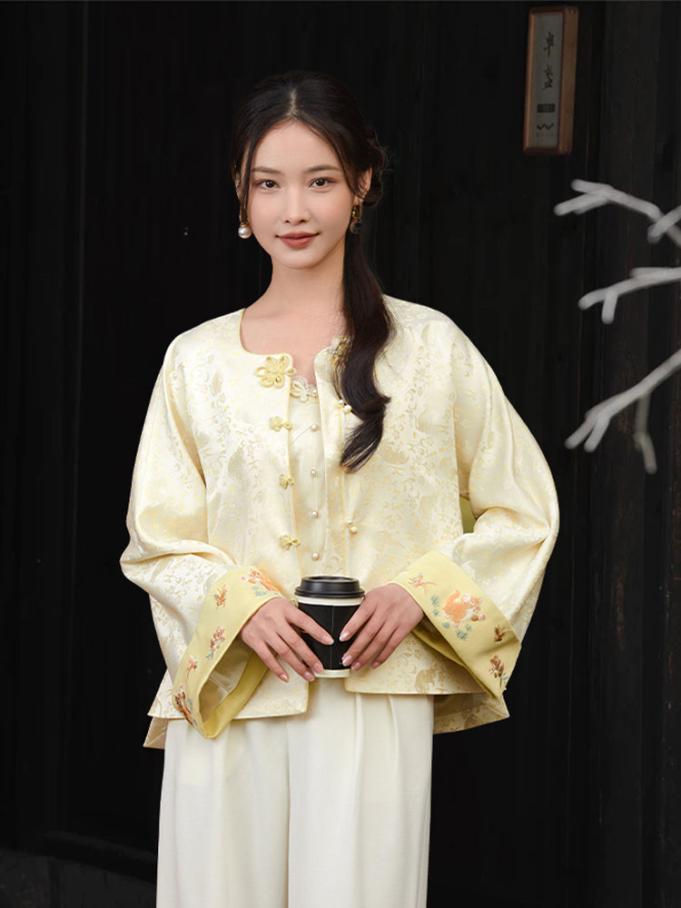 Vintage-Inspired Republic Era Schoolgirl Dress  | Velvet Cheongsam Top(琳悦) - Image 5