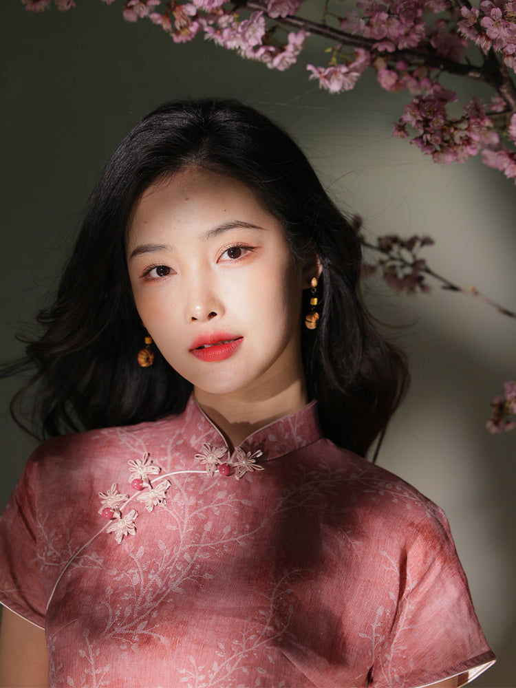 rouge color|Modern one-Pieces Qipao top(安悦) - Image 5