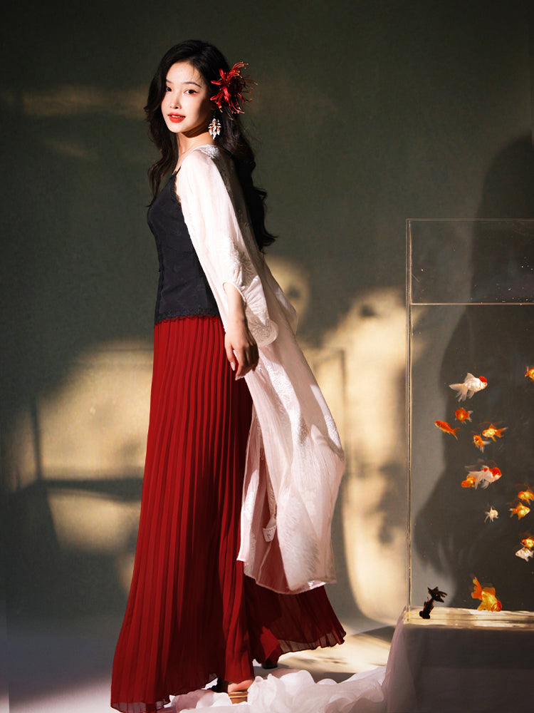 beige | Semi-Sheer Embroidered Sun Cover-Up (疏清) - Image 3