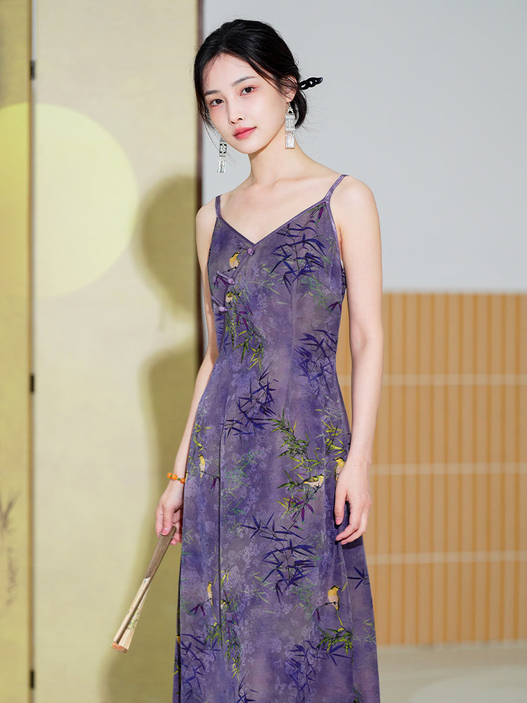 Lilac purple|Modern one-Pieces spaghetti strap dress(馨竹) - Image 8