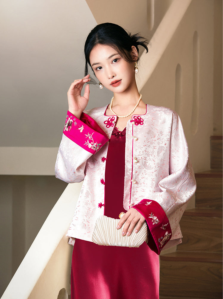 Vintage-Inspired Republic Era Schoolgirl Dress  | Velvet Cheongsam Top(琳悦) - Image 6