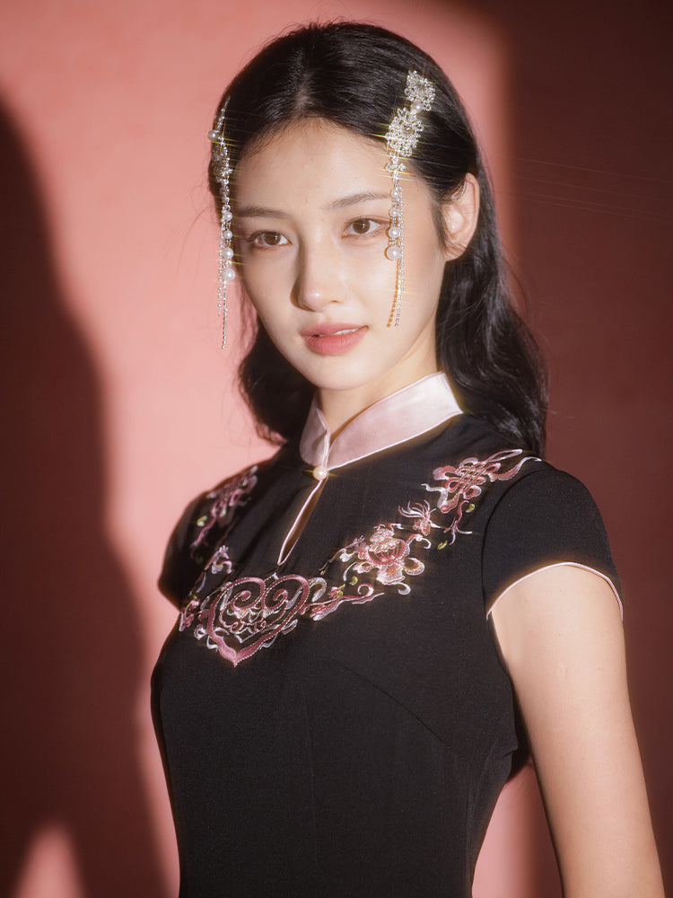 Sumi Black Artisan Embroidery | Neo-Chinese Dress(如苑) - Image 6