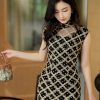 Caramel Diamond Lattice lace | Modern one-Pieces Qipao Dress(晗香) - Thumbnail Image 6