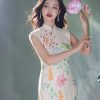 Colorful Lotus Flower Cotton and Linen Embroidery|Modern one-Pieces Qipao Dress(菡裳) - Thumbnail Image 3