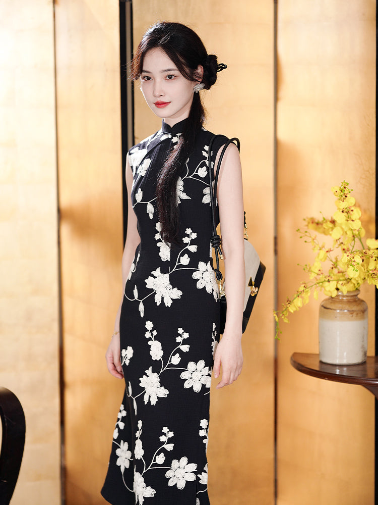 Ink and black|Modern one-Pieces Qipao Dress(舞黛) - Image 6