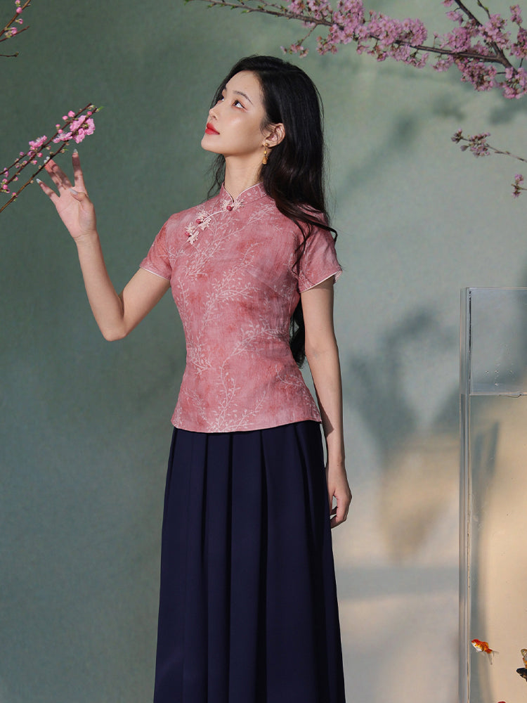 rouge color|Modern one-Pieces Qipao top(安悦) - Image 8