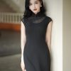Refined Ink Black Sophistication | Modern one-Pieces Qipao Dress (扶芳) - Thumbnail Image 7